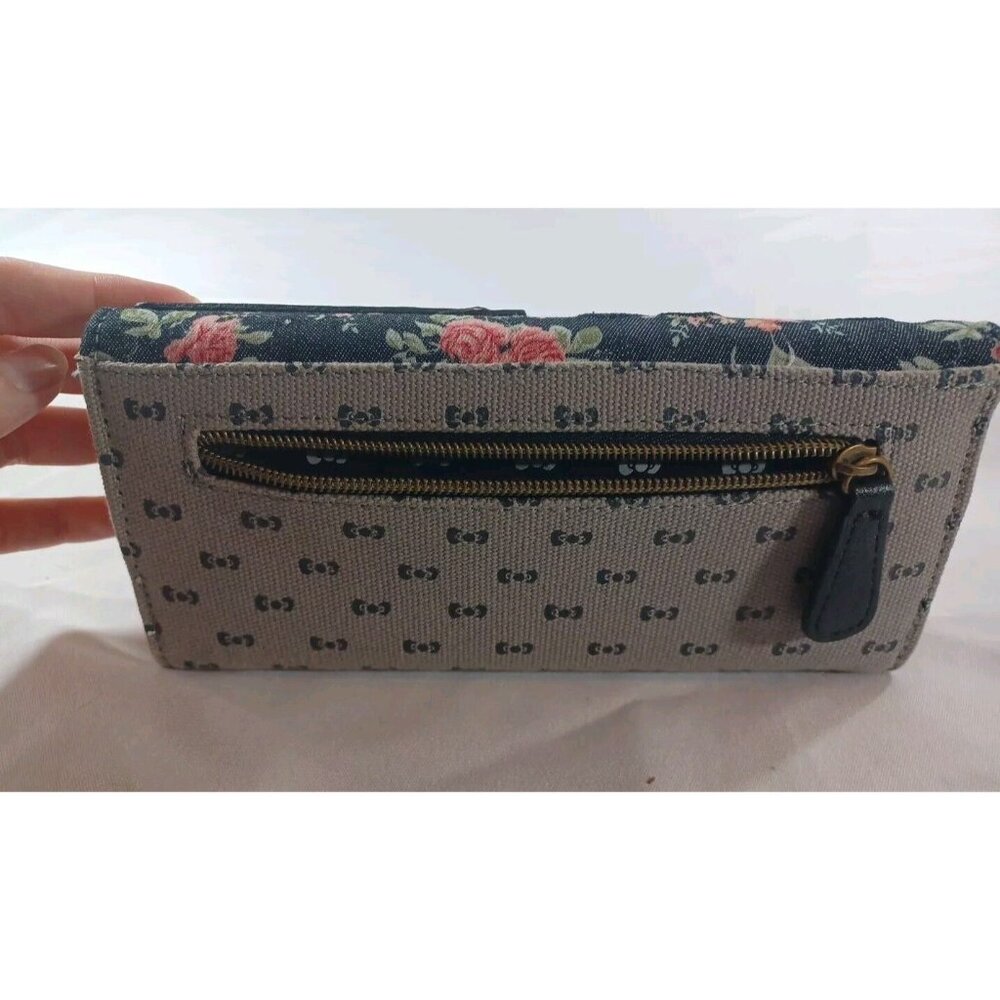 HTF Hello Kitty X Loungefly Denim Long Wallet Floral Studded - Picture 8 of 10